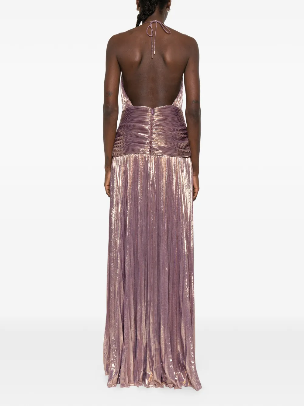 Retrofete Thalia geplooide maxi-jurk Paars