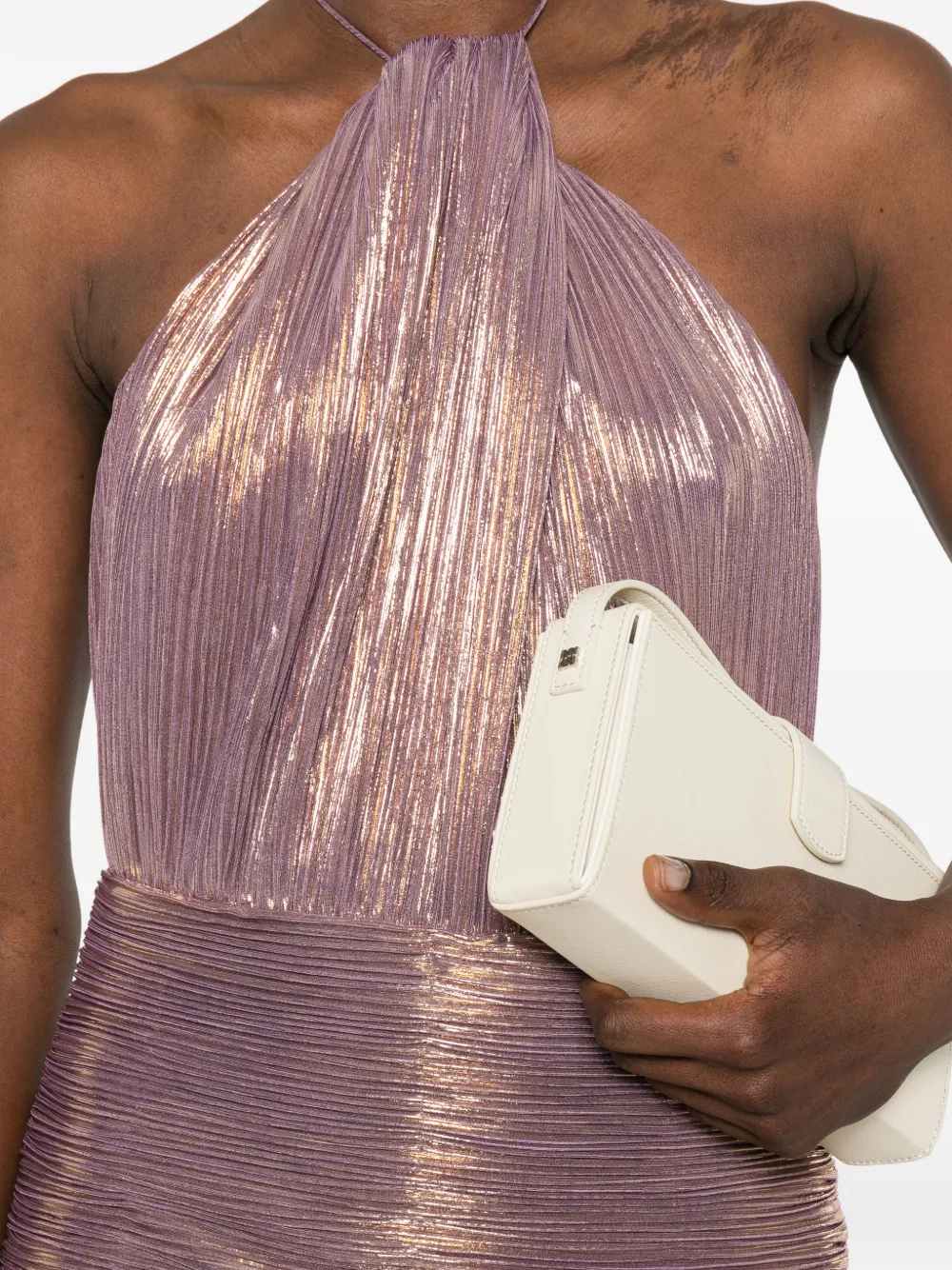 Retrofete Thalia geplooide maxi-jurk Paars