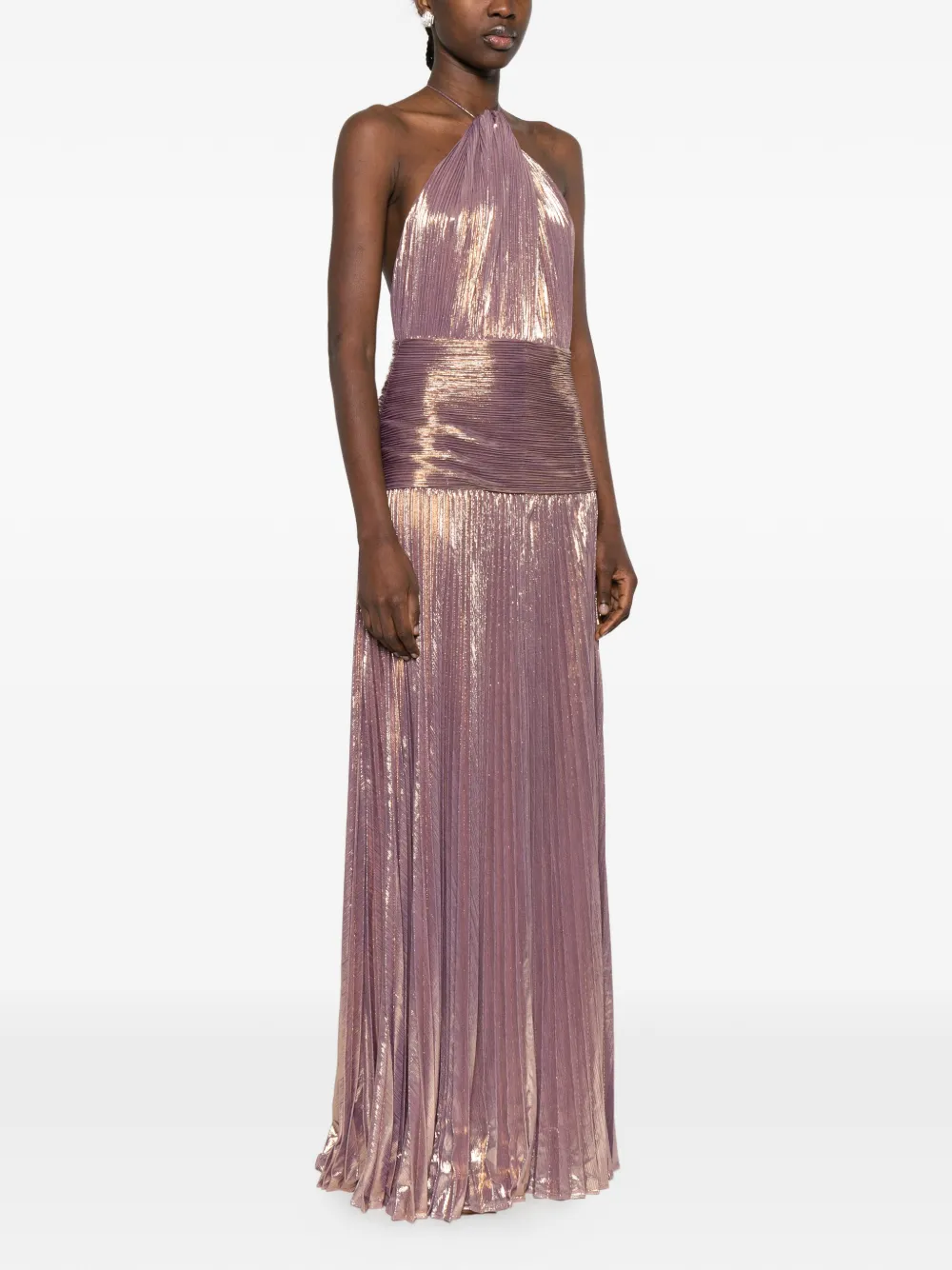Retrofete Thalia geplooide maxi-jurk Paars