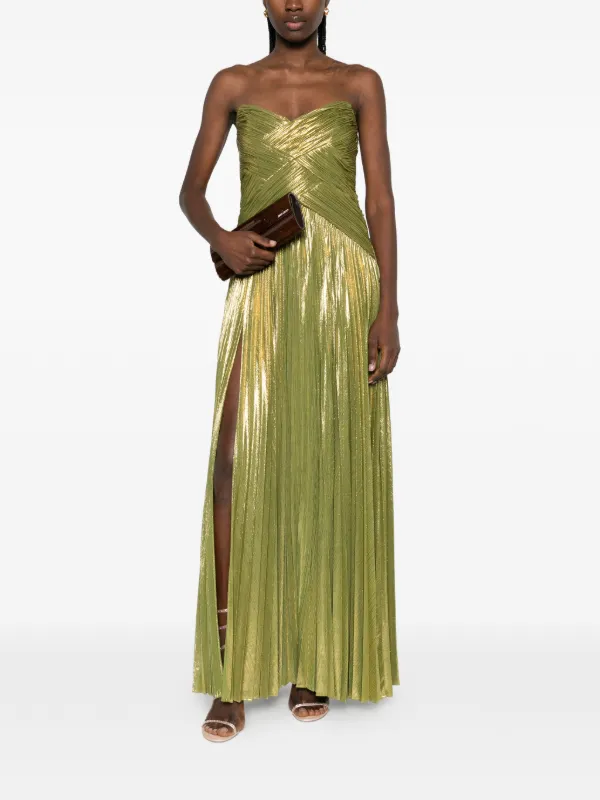 Retrofete Strapless Pleated Maxi Dress | Gold | FARFETCH GE