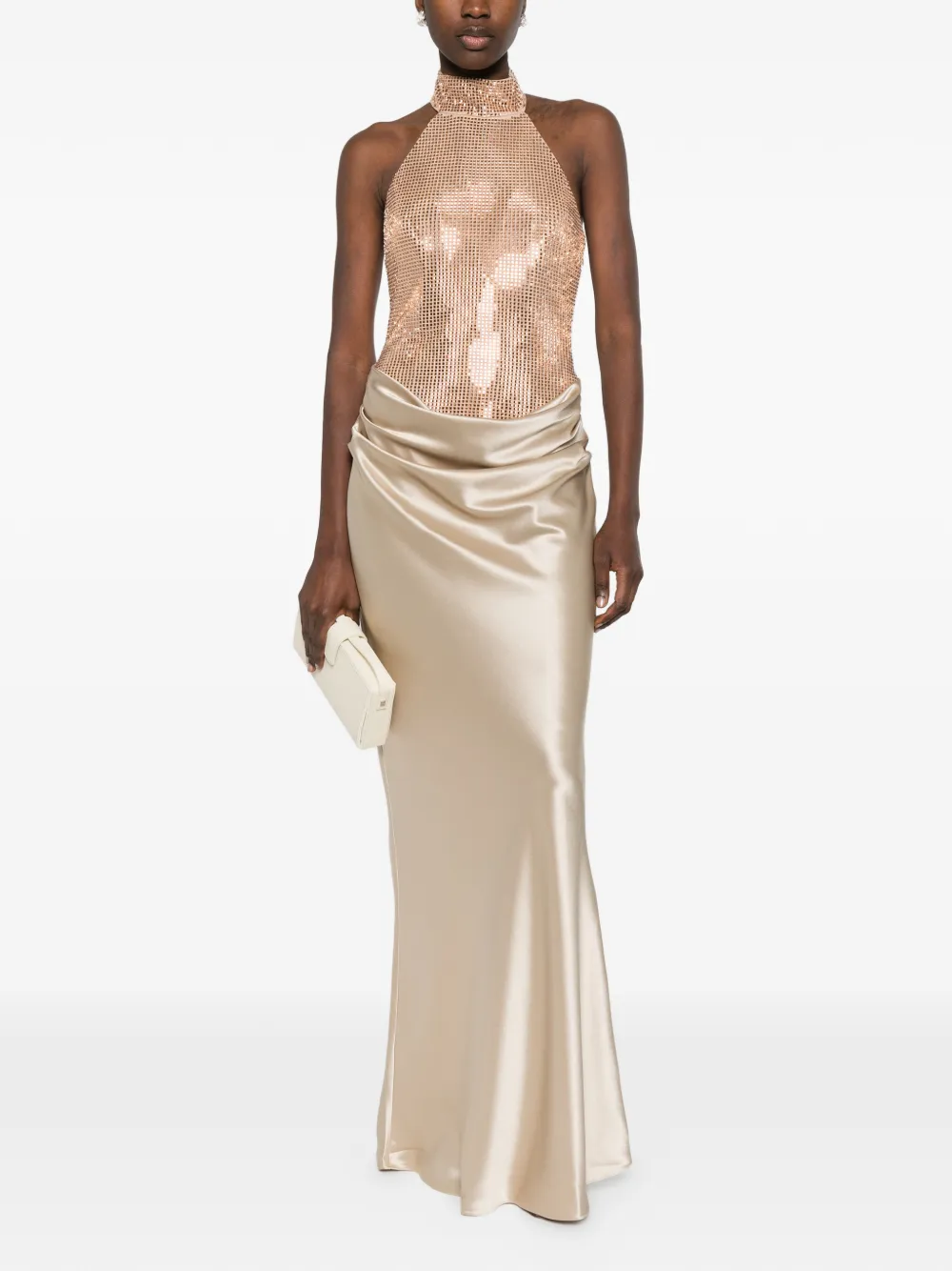  Retrofete Vanya Sequin Halter Maxi Dress - Neutrals 
