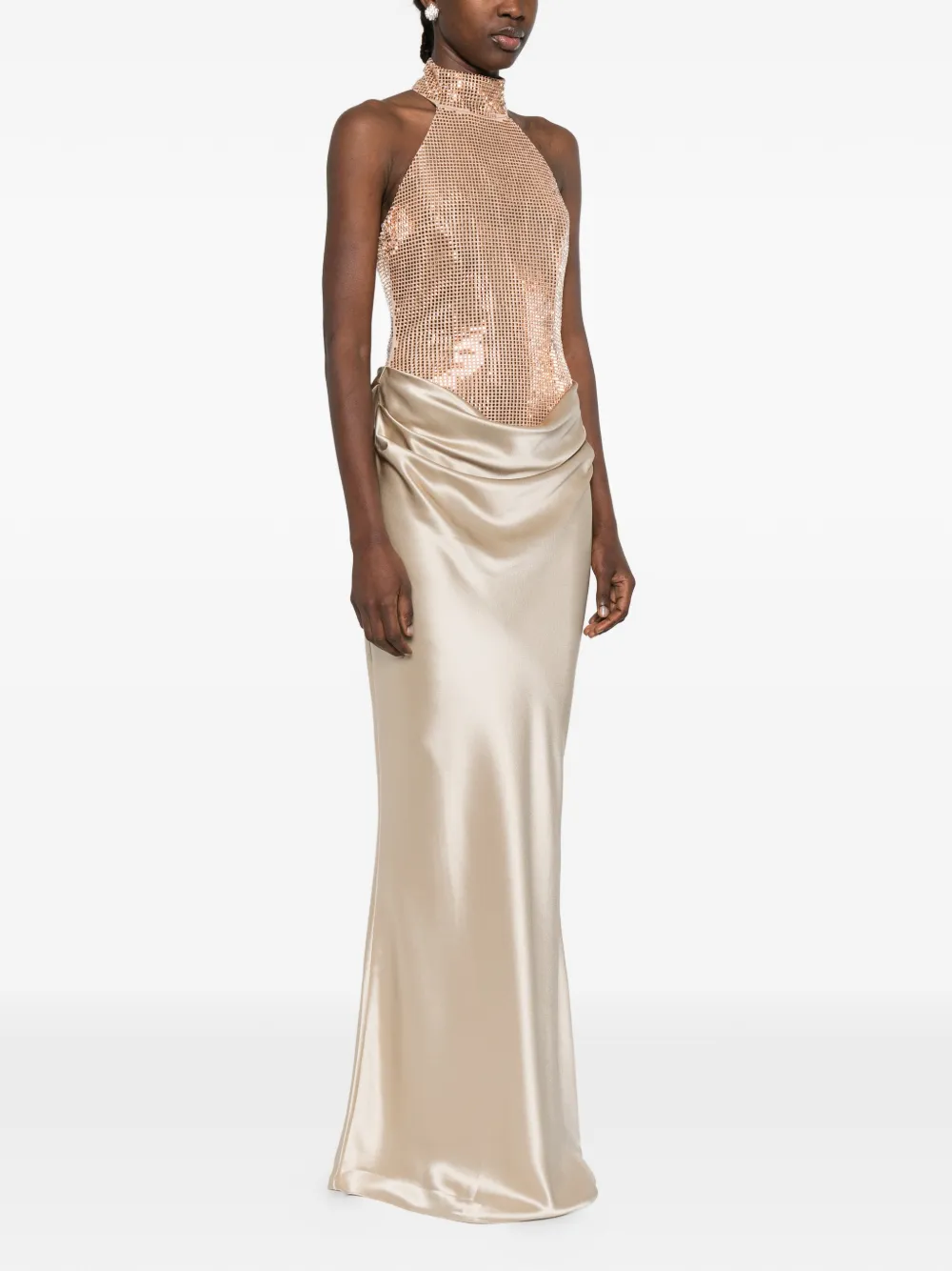  Retrofete Vanya Sequin Halter Maxi Dress - Neutrals 