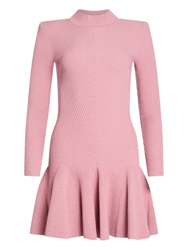 Retrofete Sydonie Knitted ruffled-hem Mini Dress | Pink | FARFETCH GE Retrofete Sydonie Knitted ruffled-hem Mini Dress | Pink | FARFETCH GE