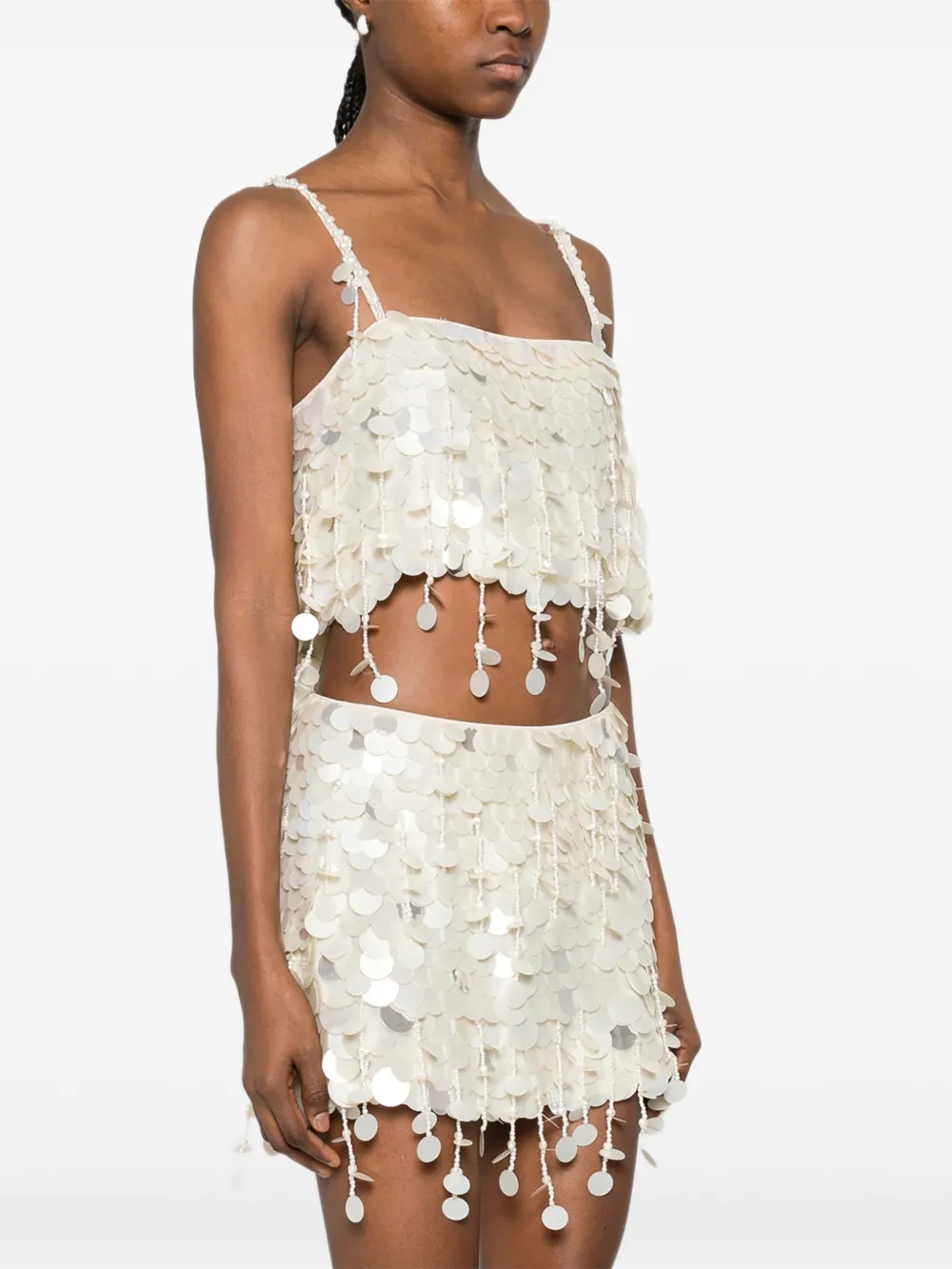  Retrofete Eudora Beaded-embellishment Top - White 