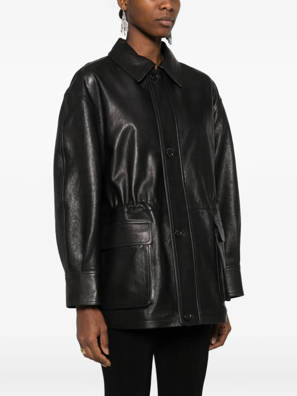  Arma Maeve Flap-pockets Leather Jacket - Black 