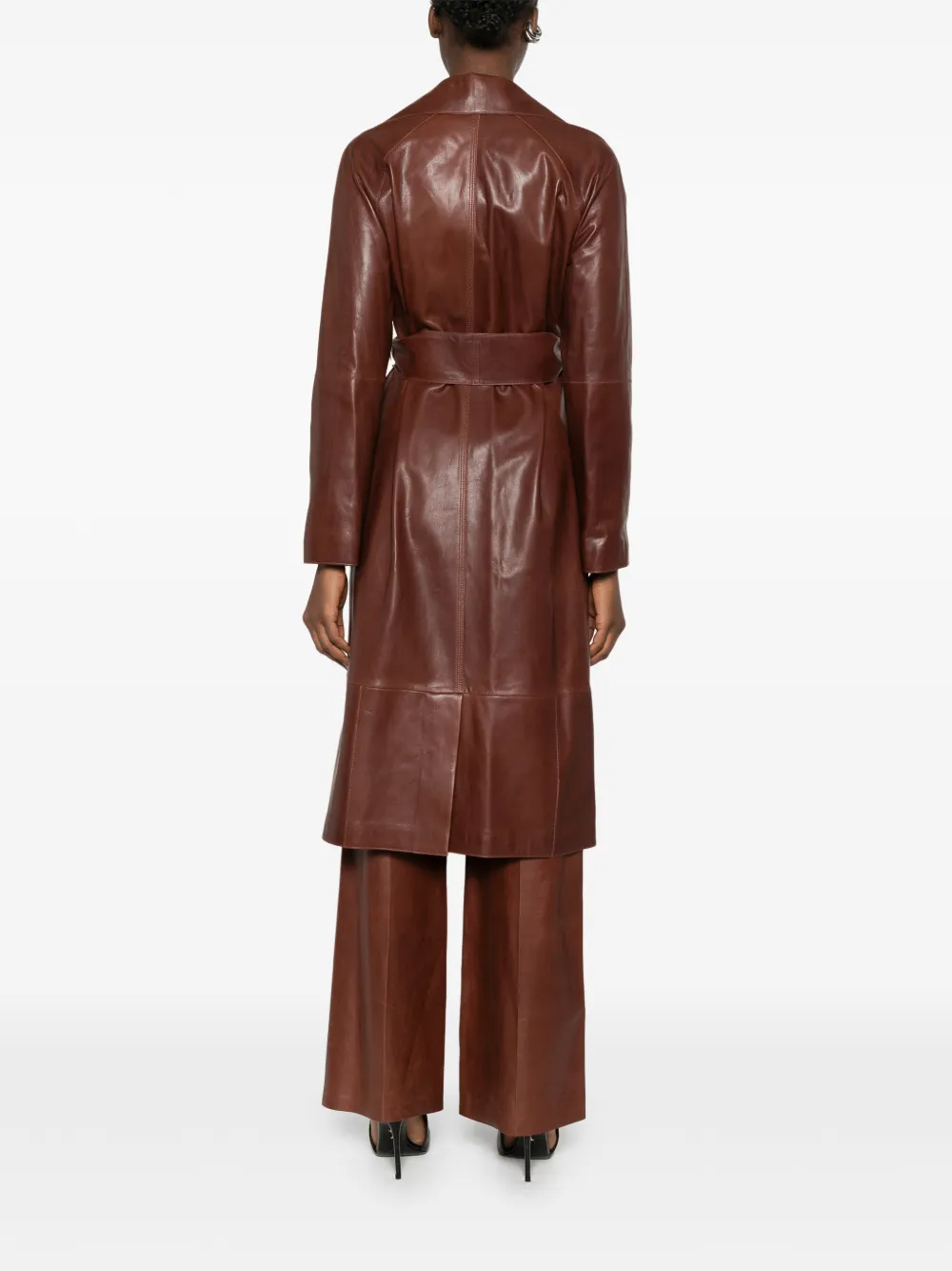 Arma Yava leren trenchcoat Bruin