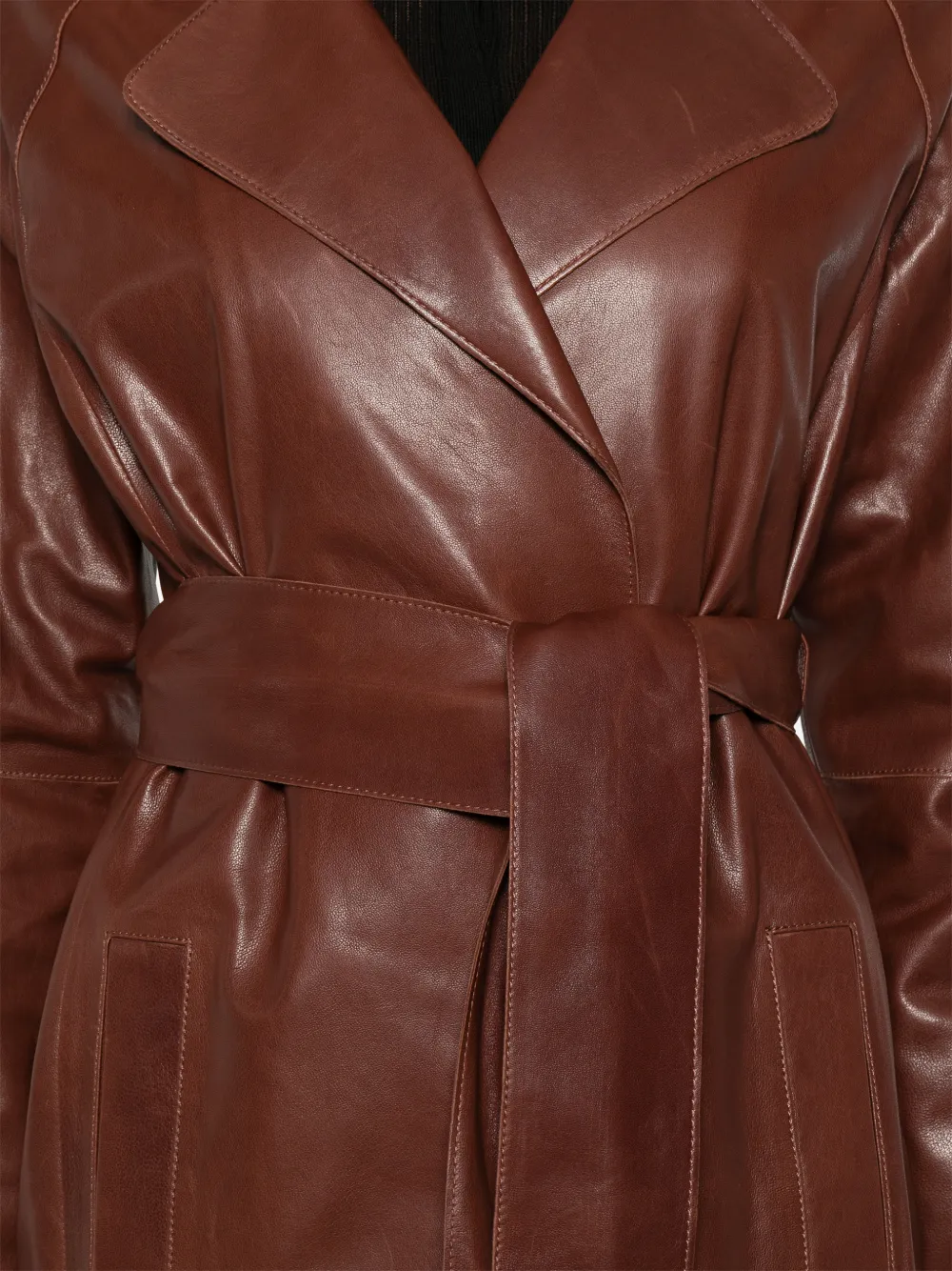 Arma Yava leren trenchcoat Bruin