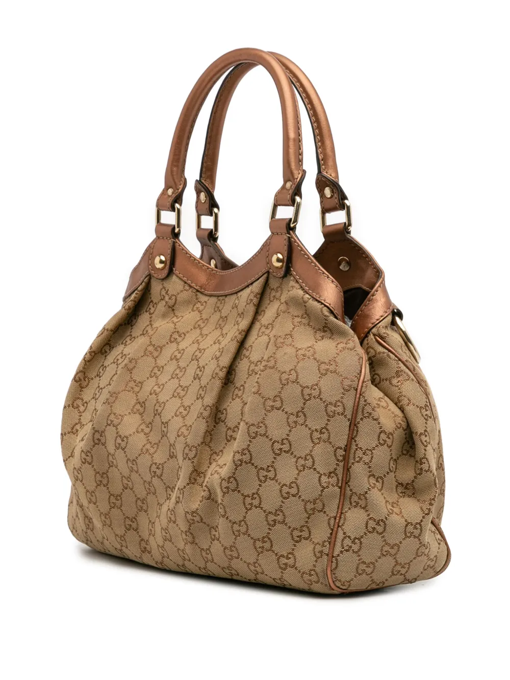 Pre-owned Gucci 2016-2025 Medium Gg Canvas Sukey Tote Bag In Brown