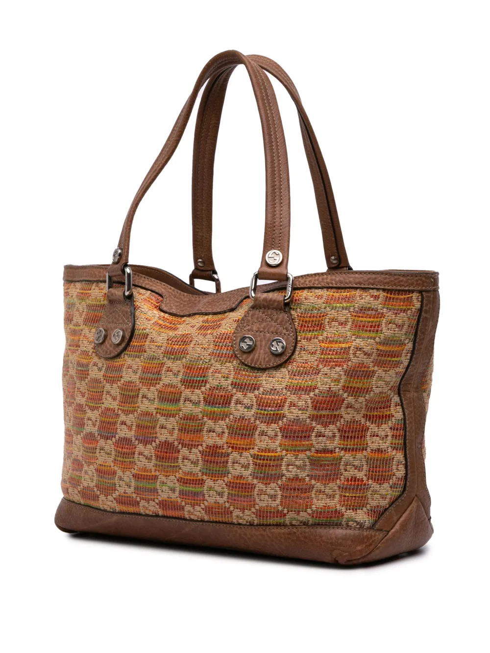Pre-owned Gucci 2016-2025 Gg Straw Libeccio Sunset Tote Bag In Brown
