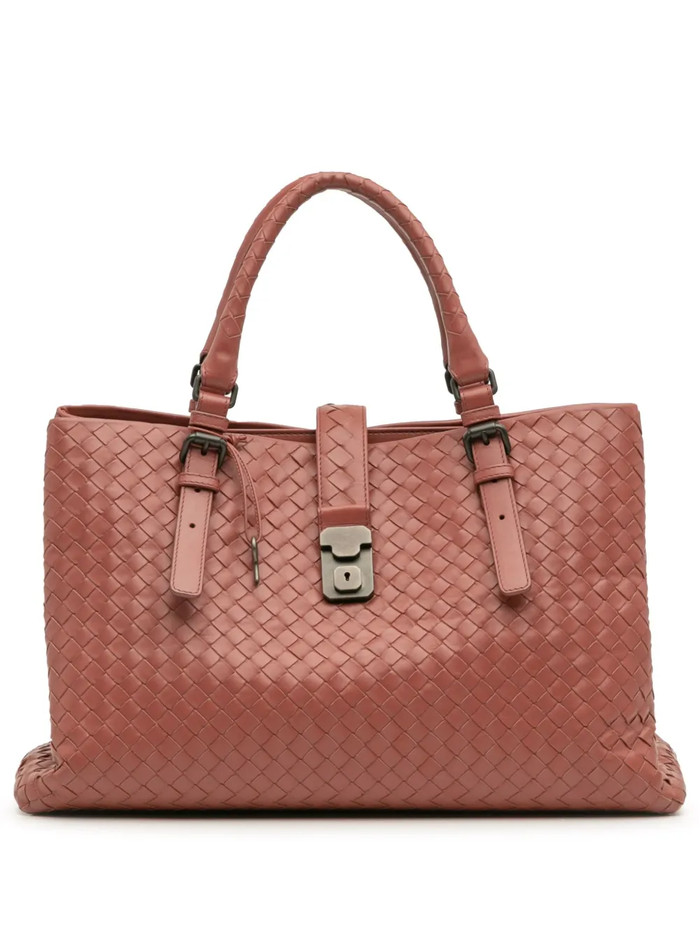 Bottega Veneta Pre-Owned 2012-2025 ミディアム ナッパ イントレチャート ローマ トートバッグ - レッド Bottega Veneta Pre-Owned 2012-2025 ミディアム ナッパ イントレチャート ローマ トートバッグ - レッド