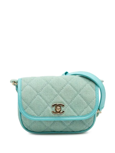 CHANEL Pre-Owned 2021 Mini CC Quilted Denim Messenger Flap crossbody bag