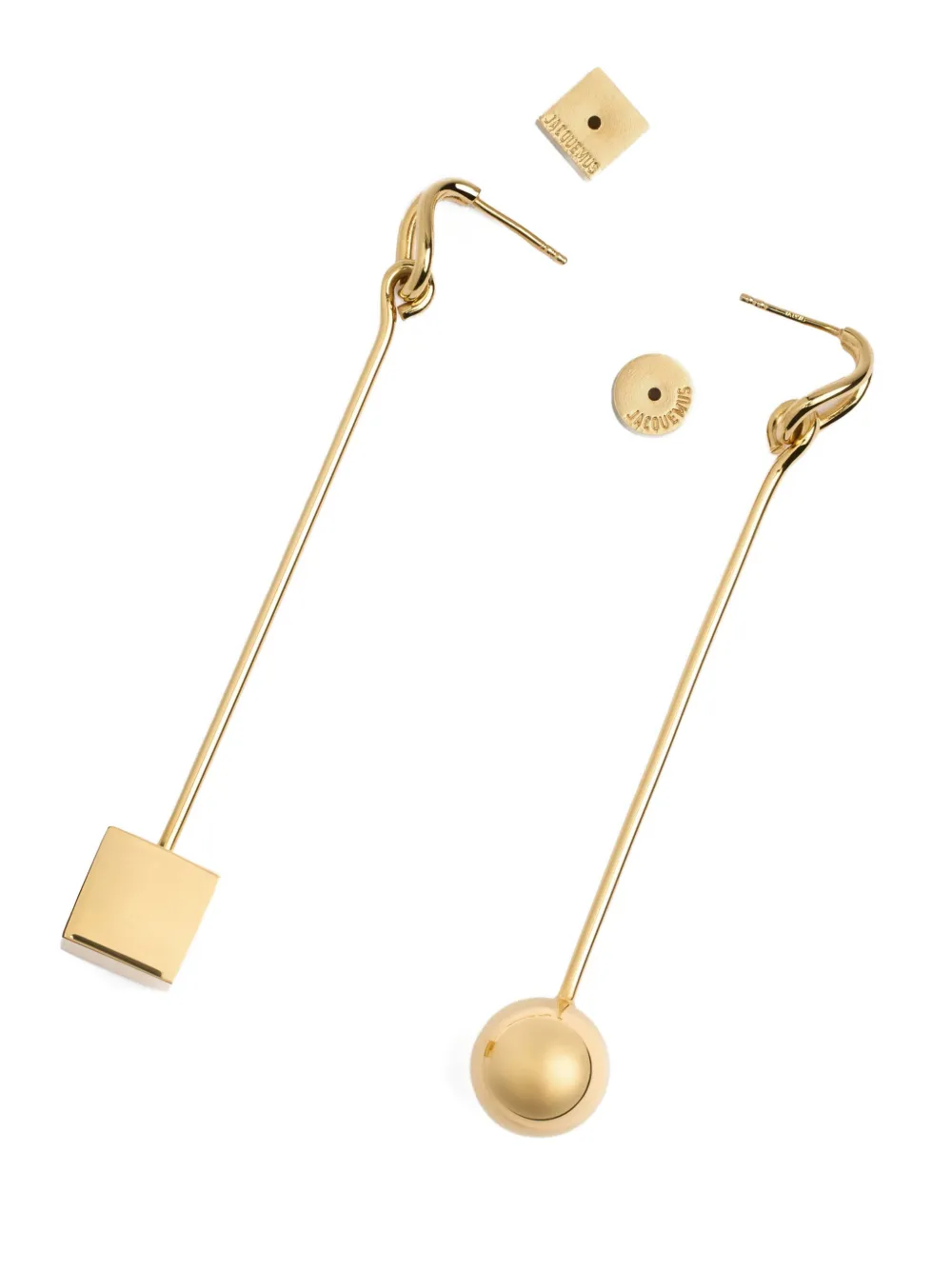Jacquemus The Nodo vierkante ronde oorbellen - Goud