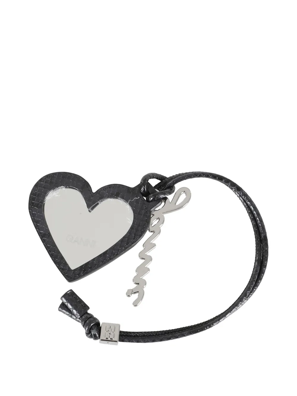 Ganni Bou Heart Mirror Keyring In Black