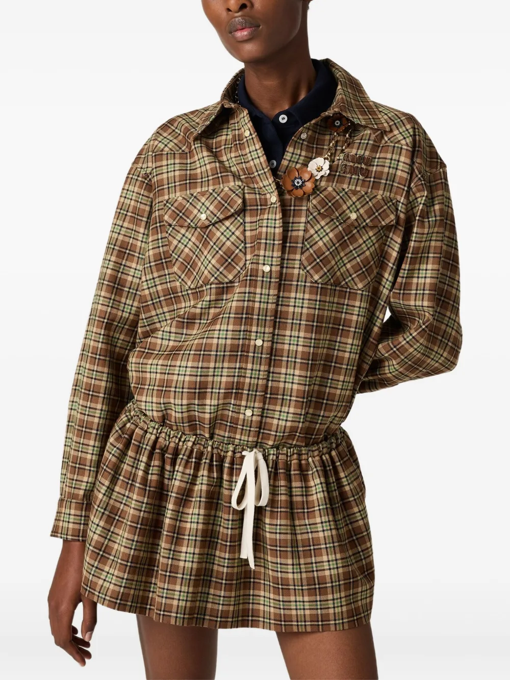 Miu Miu Plaid miniskirt - Bruin