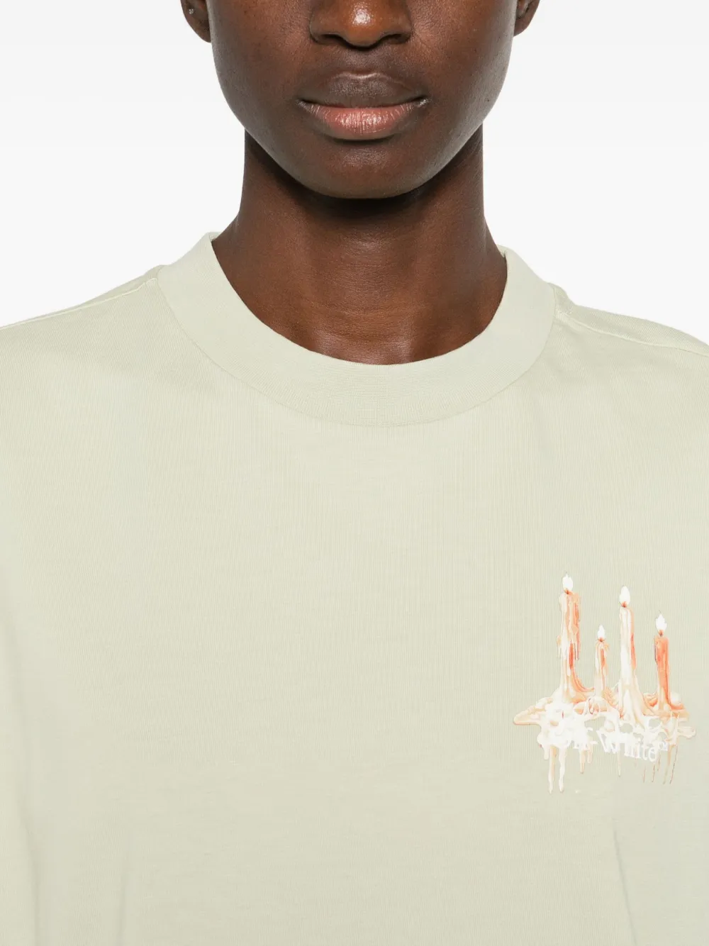 Off-White T-shirt met print Groen
