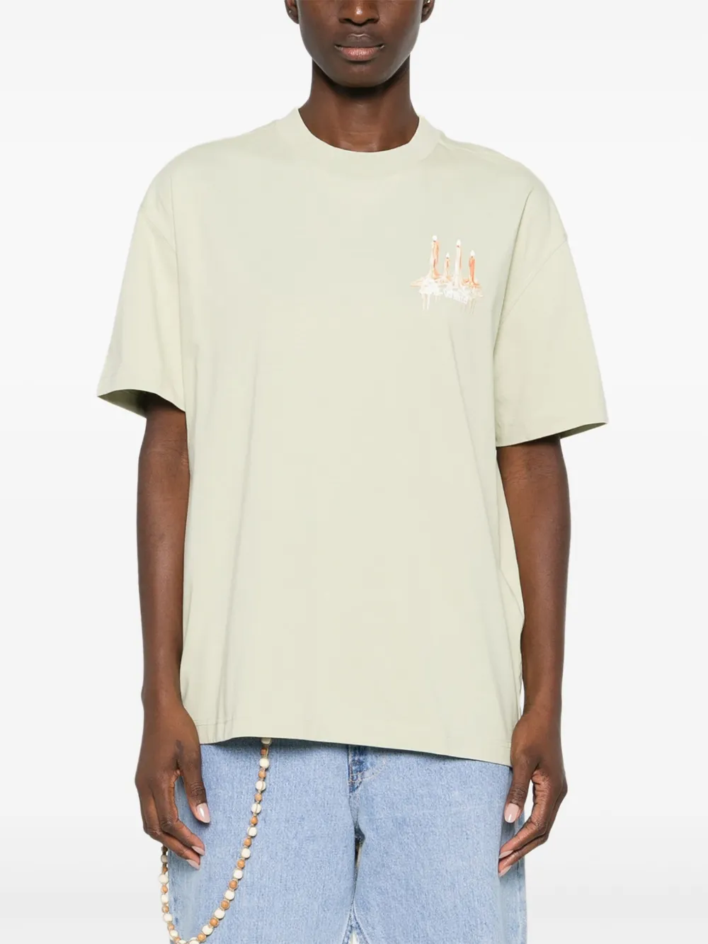 Off-White T-shirt met print Groen