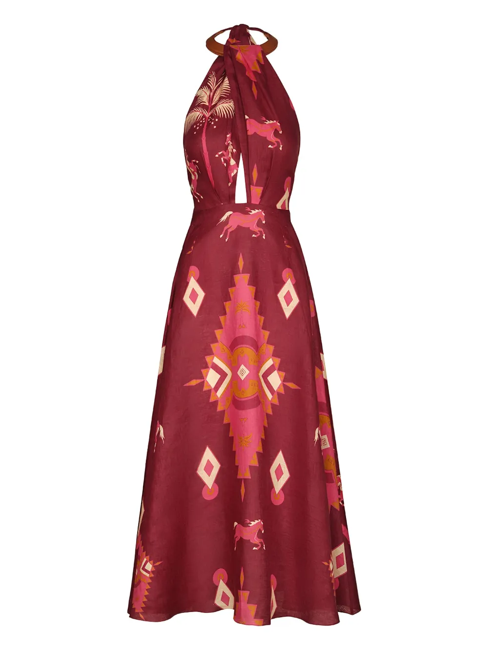 Johanna Ortiz halter-neck geometric-print dress | Red | Image 1