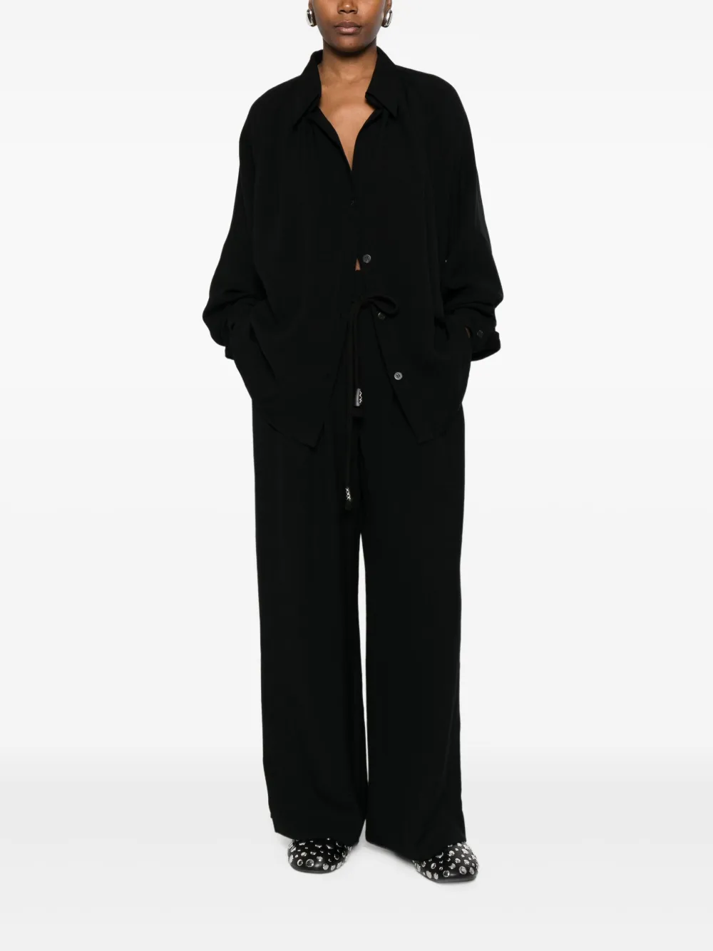 Nanushka High waist broek met ceintuur - Zwart
