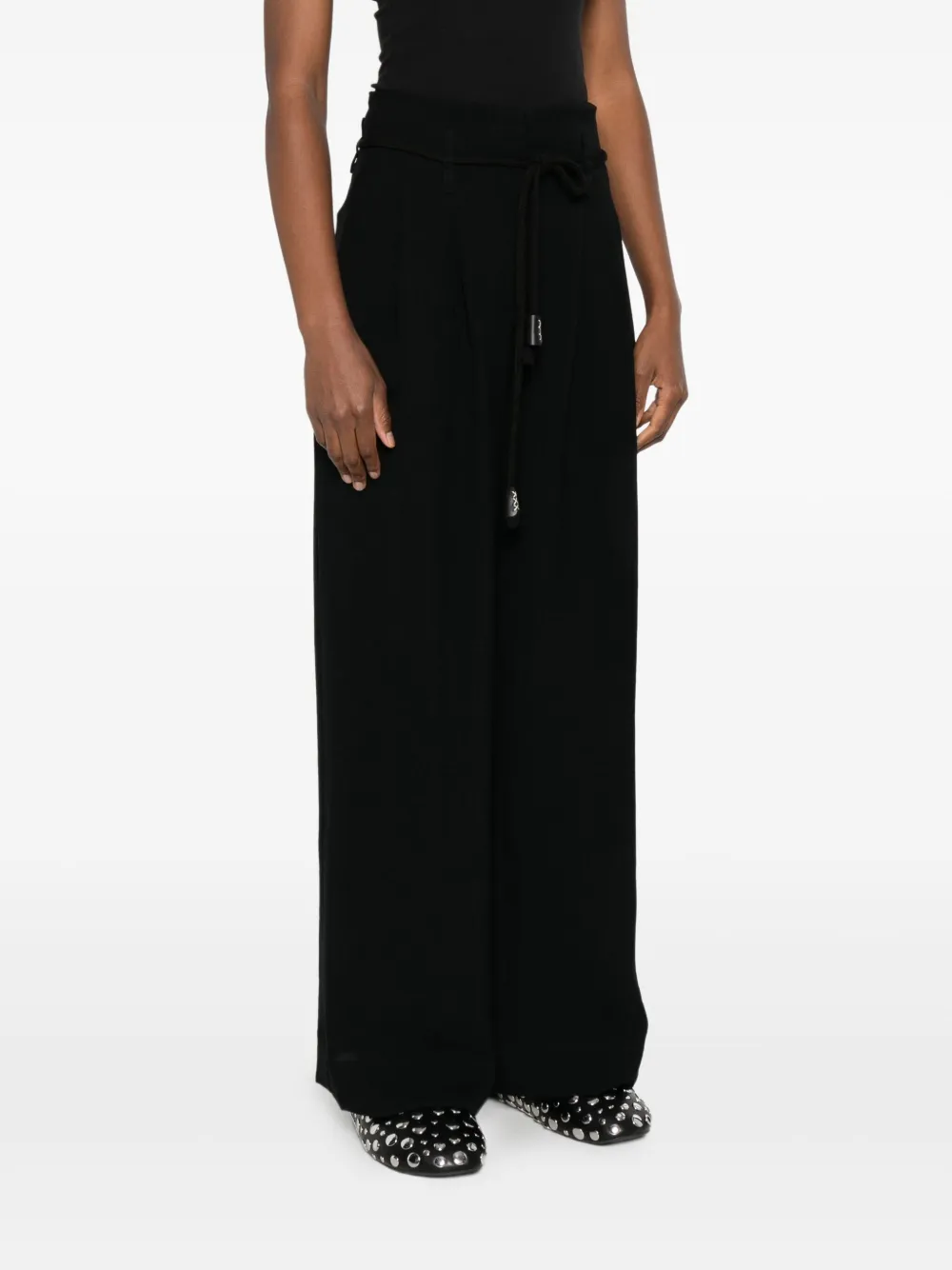 Nanushka High waist broek met ceintuur Zwart