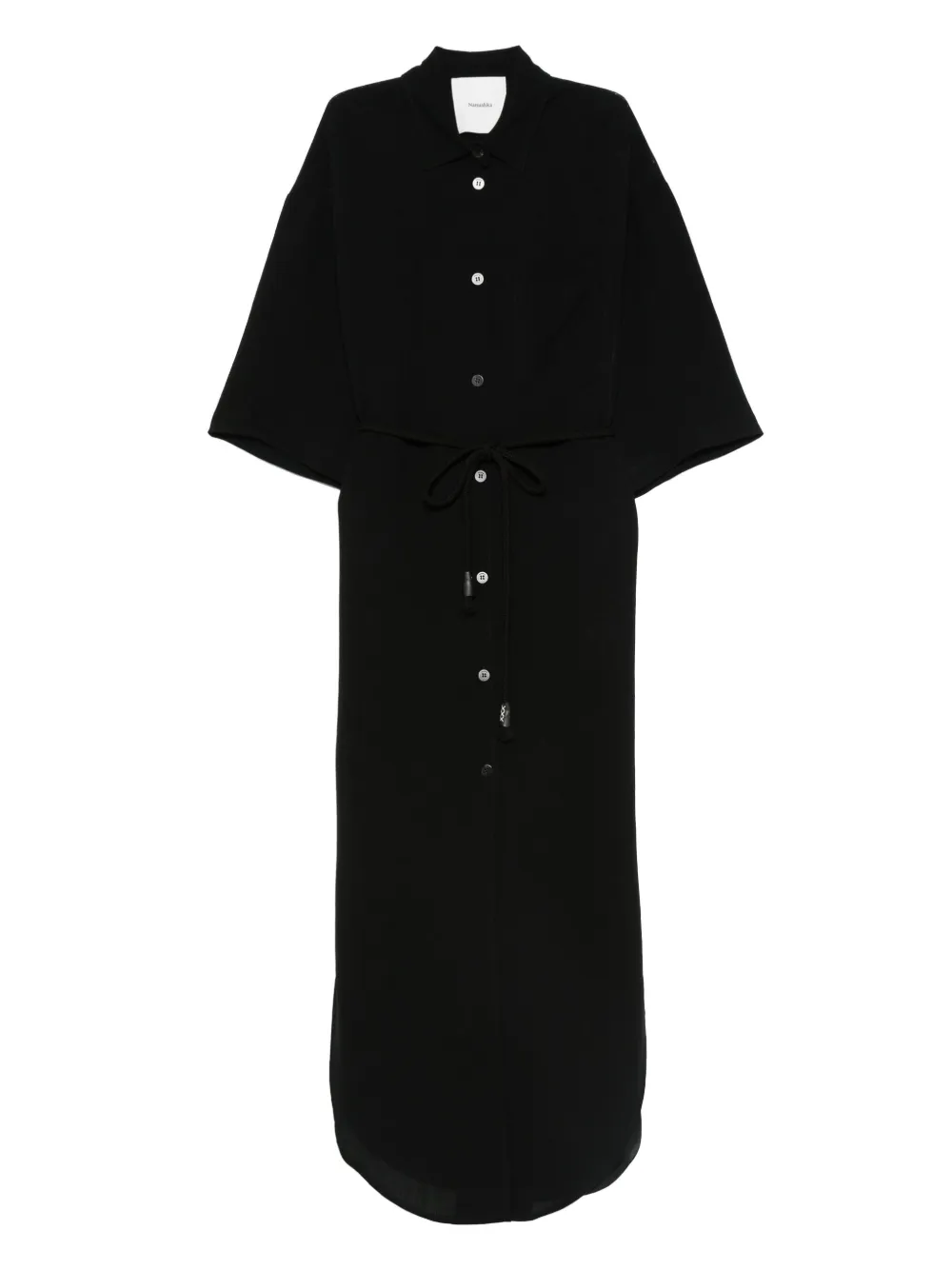 Nanushka vestido camisero con cinturón | negro | Image 1