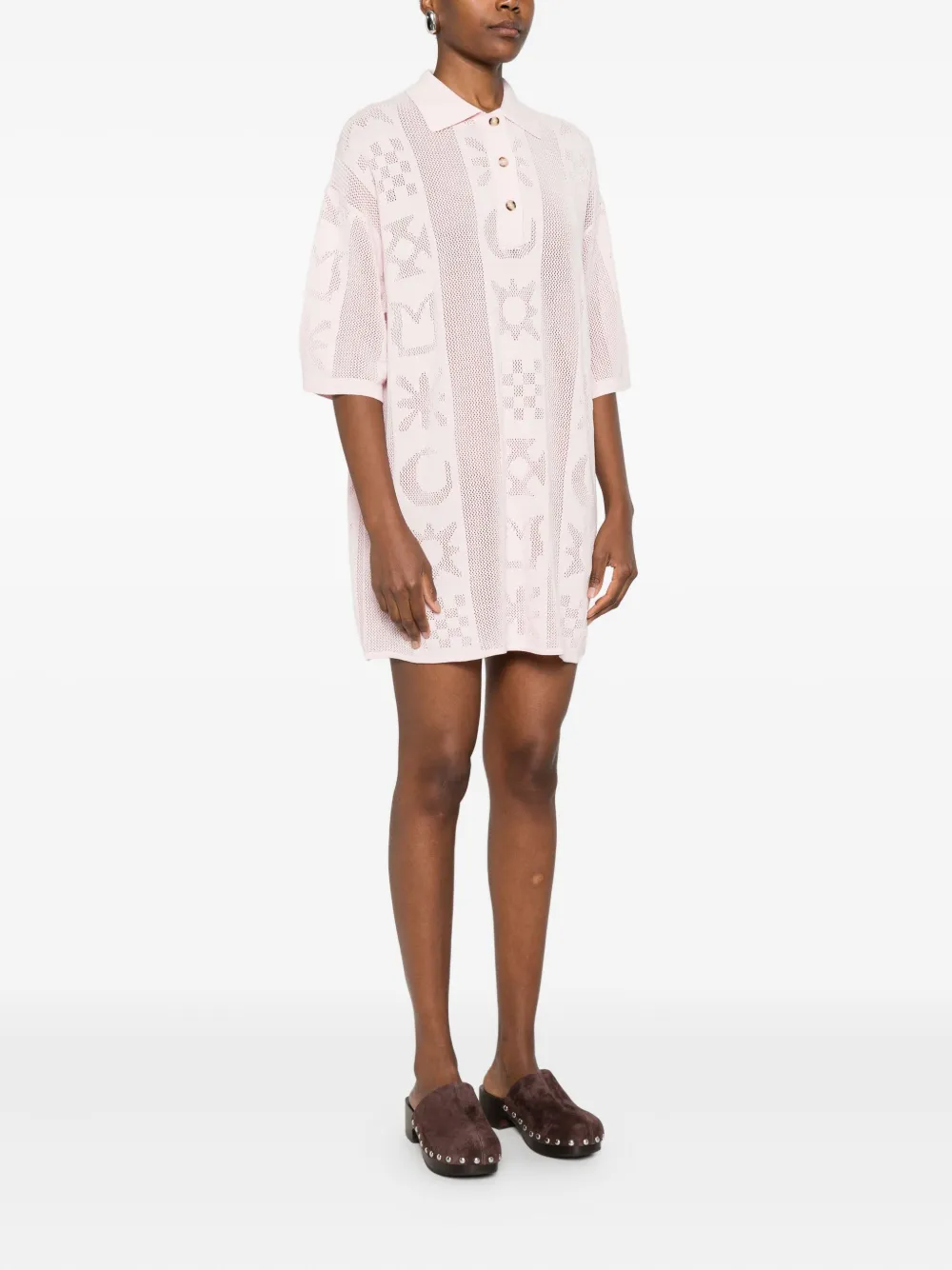 Nanushka Blousejurk met polokraag en patroon Roze