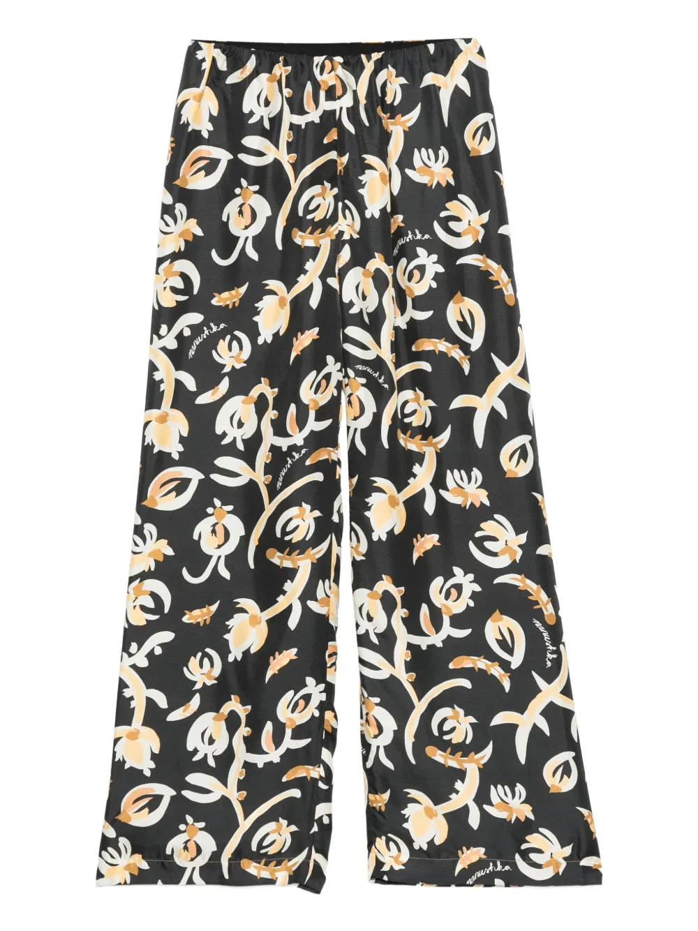 Nanushka Pantaloni dritti a fiori - Nero