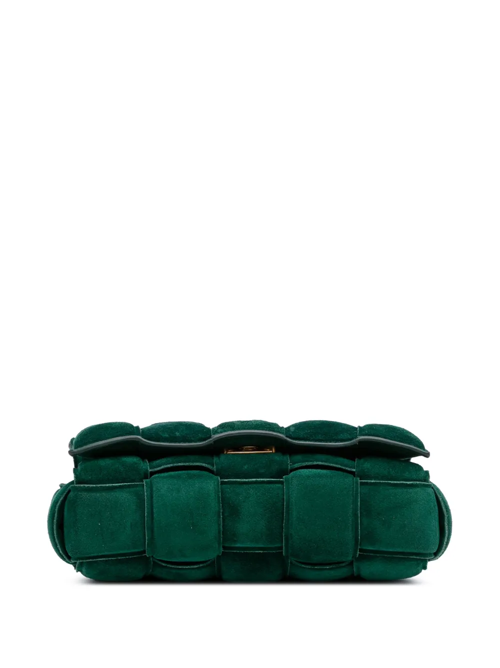 Pre-owned Bottega Veneta 2012-2025 Suede Intrecciato Padded Chain Cassette Satchel In Green
