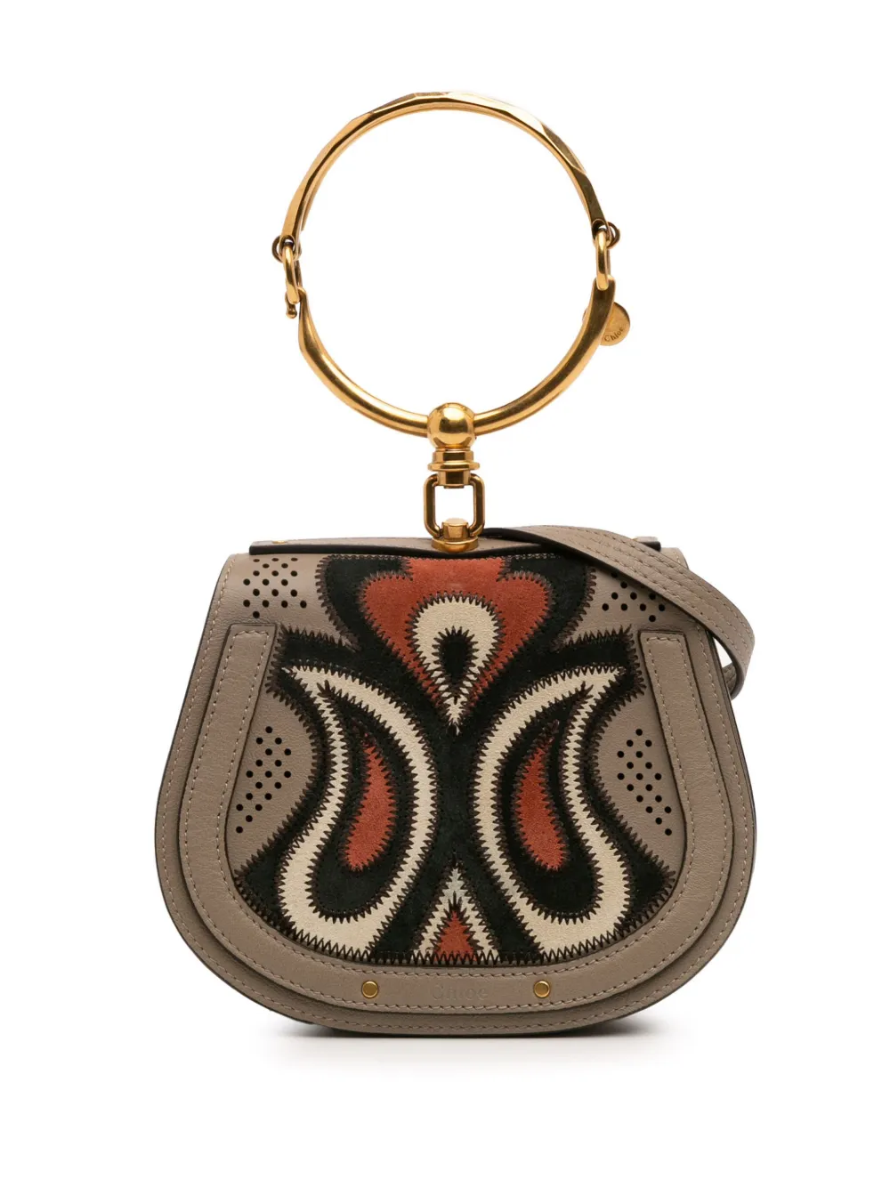 Chloé Pre-Owned 2018 スモール レザー&スエード ナイル ブレスレット パッチワーク サッチェルバッグ - ブラウン Chloé Pre-Owned 2018 スモール レザー&スエード ナイル ブレスレット パッチワーク サッチェルバッグ - ブラウン