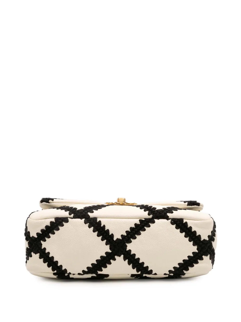 Pre-owned Chanel 2020 Medium Crochet Calfskin 19 Flap Satchel In White