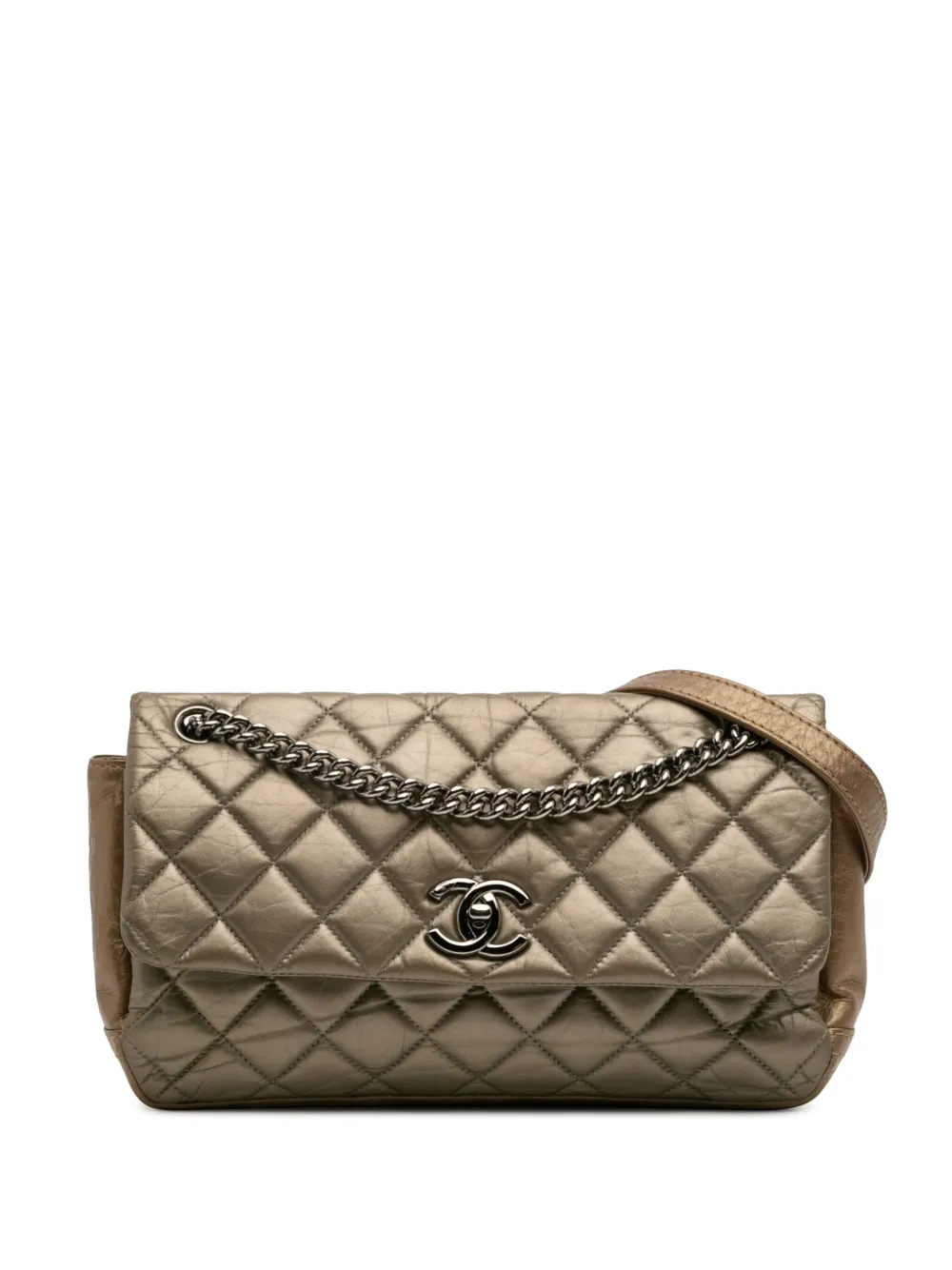 CHANEL Pre-Owned 2012 スモール エイジドカーフ レディ パール フラップ ショルダーバッグ - ブラウン CHANEL Pre-Owned 2012 スモール エイジドカーフ レディ パール フラップ ショルダーバッグ - ブラウン
