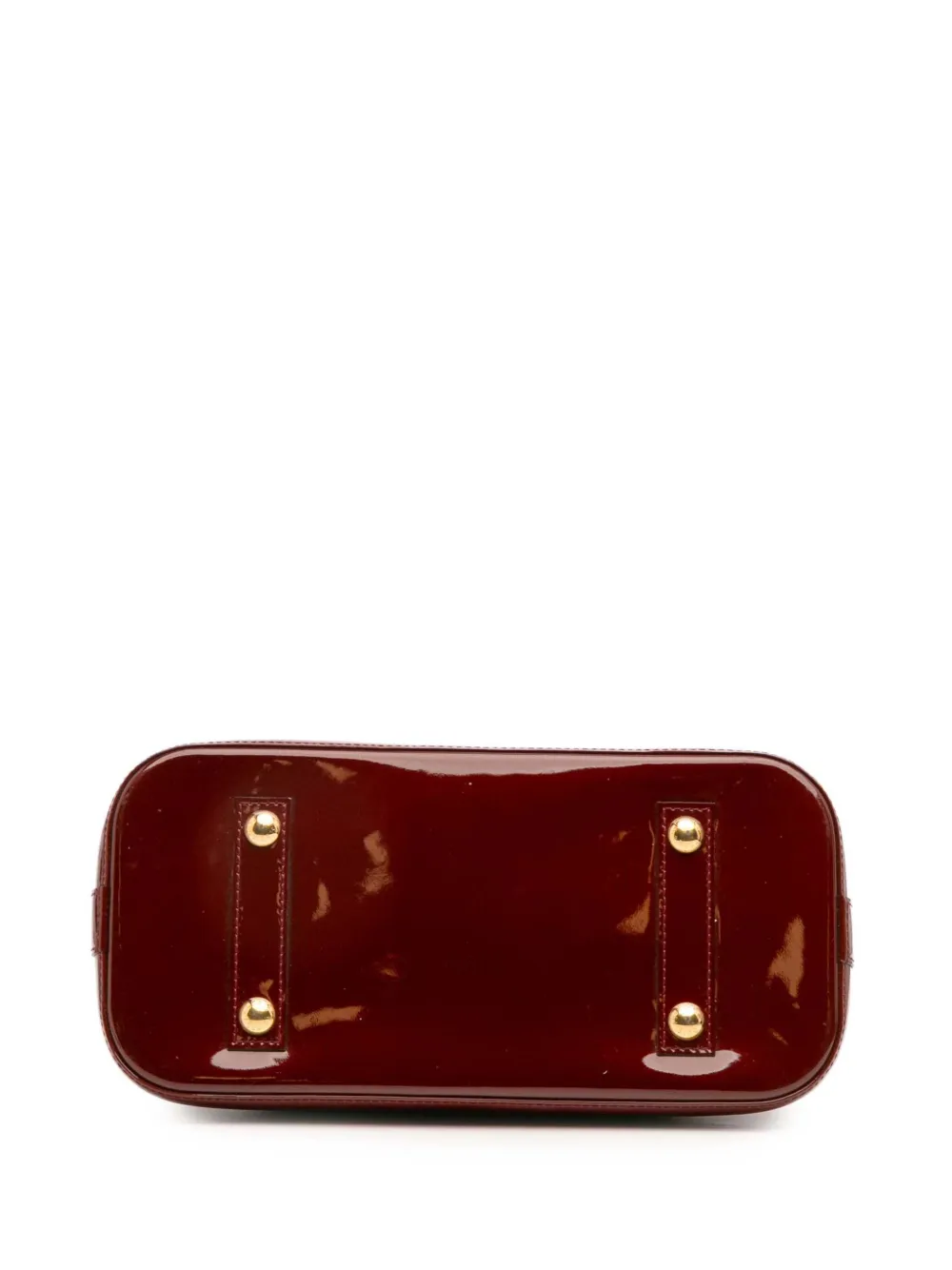 Pre-owned Louis Vuitton 2014 Monogram Vernis Alma Pm Handbag In Red
