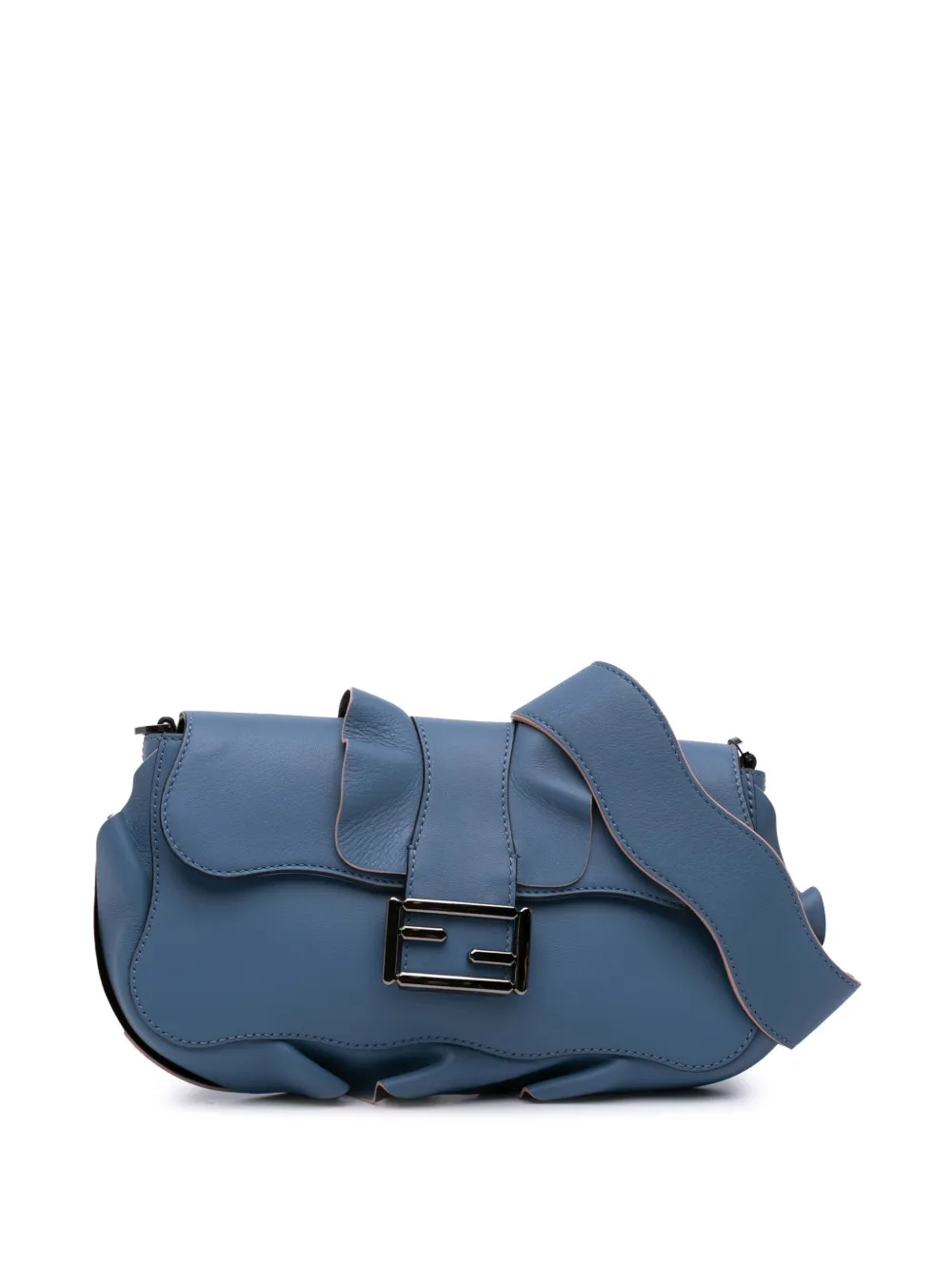 Fendi Pre-Owned 2000-2010 ミディアム カーフスキン ウェーブ バゲット ショルダーバッグ - ブルー Fendi Pre-Owned 2000-2010 ミディアム カーフスキン ウェーブ バゲット ショルダーバッグ - ブルー