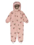 Konges Sløjd cherry-print hooded snowsuit - Pink