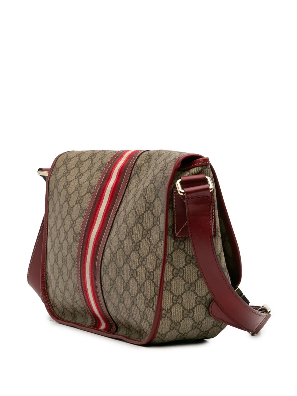 Pre-owned Gucci 2016-2025 Gg Supreme Web Crossbody Bag In Brown