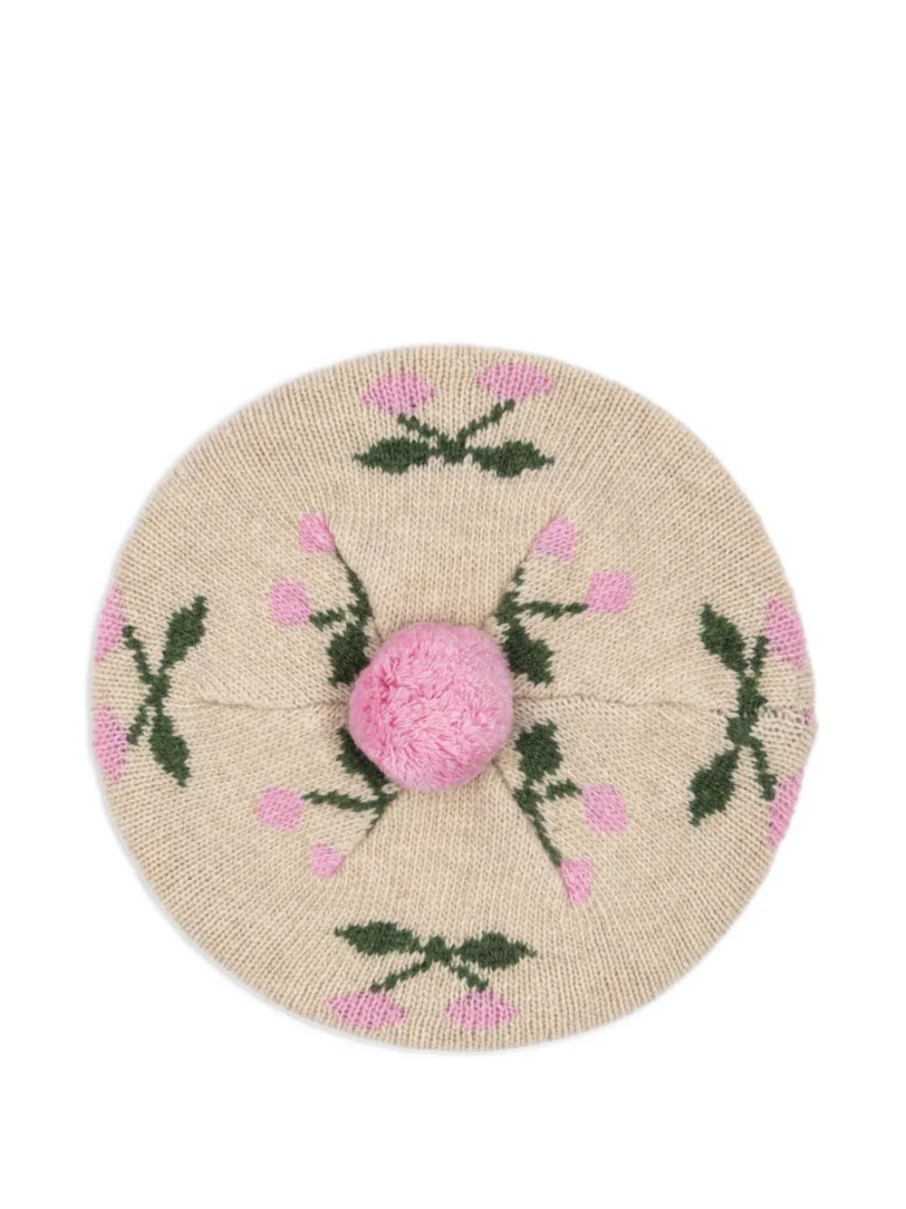 Konges Sløjd floral pompom beanie - Beige