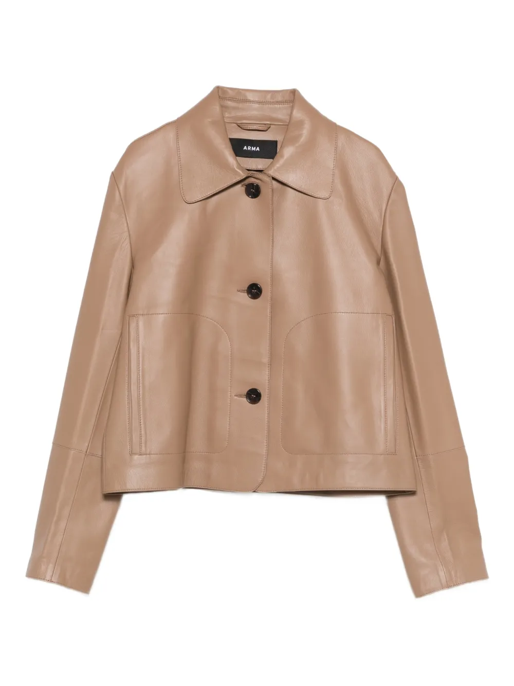 Arma Emy collar leather jacket - Marrone