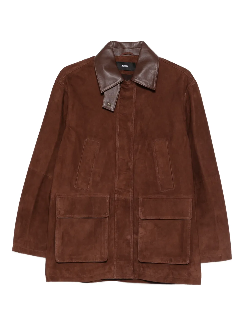 Arma Elsa front-pocket leather jacket - Marrone