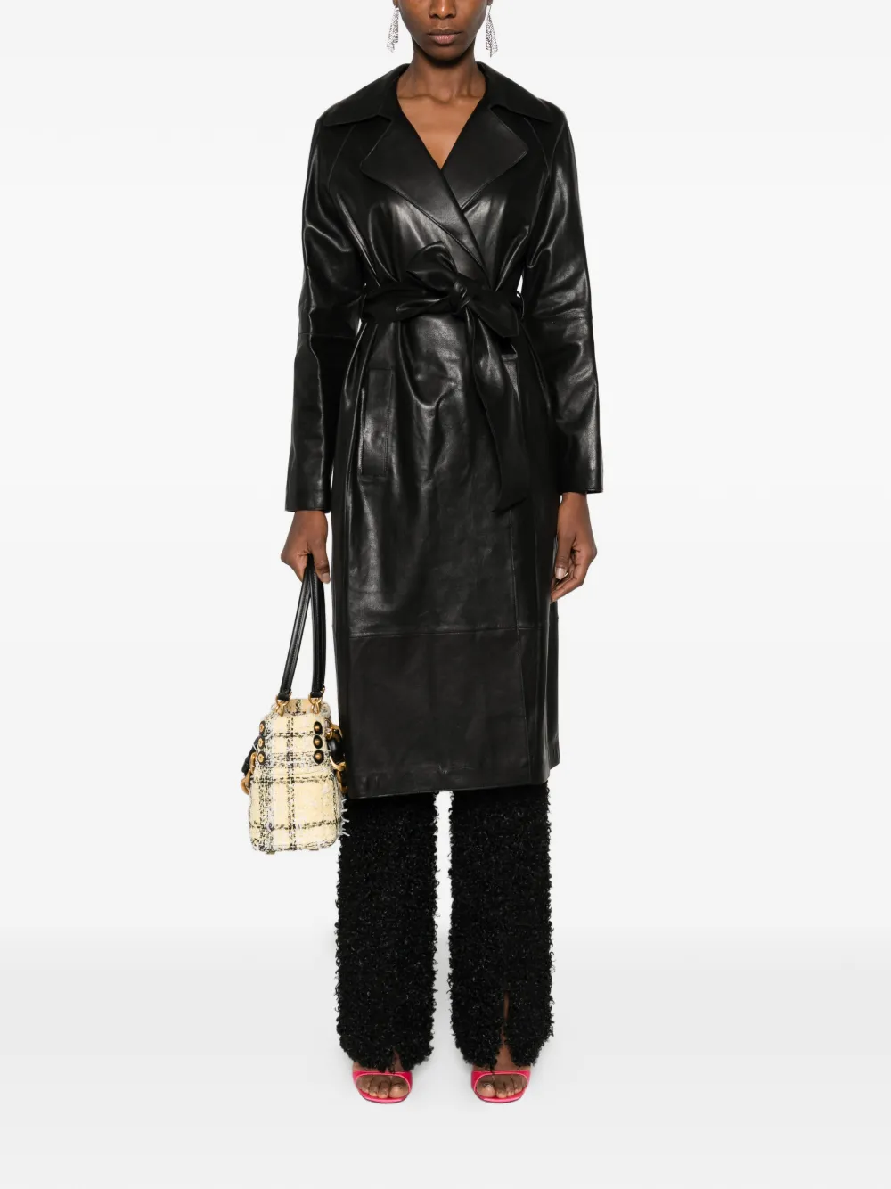 Arma belted leather coat - Zwart
