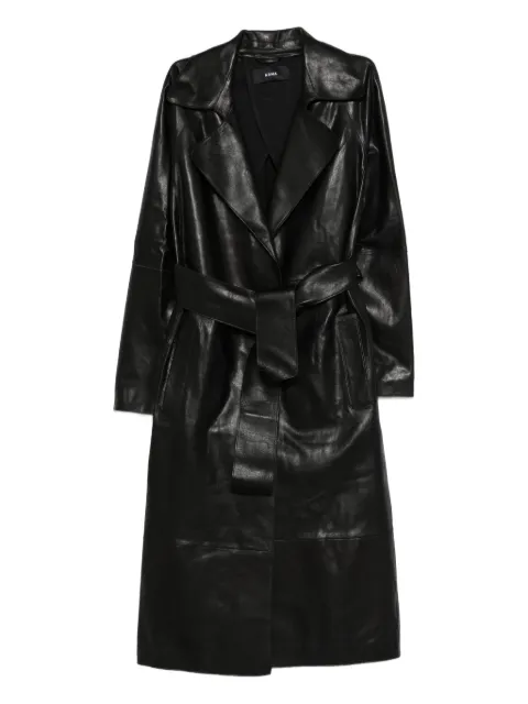 Arma belted leather coat