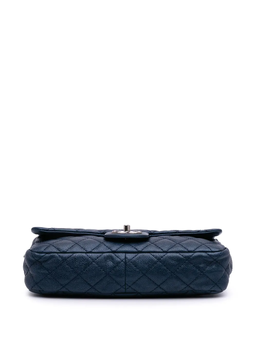 Pre-owned Chanel 2012 Medium Quilted Iridescent Caviar Easy Flap Shoulder Bag In Blue