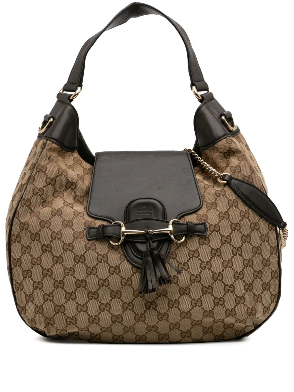 Gucci Pre-Owned 2016-2025 ミディアム GGキャンバス エミリーフラップ サッチェルバッグ - ブラウン Gucci Pre-Owned 2016-2025 ミディアム GGキャンバス エミリーフラップ サッチェルバッグ - ブラウン