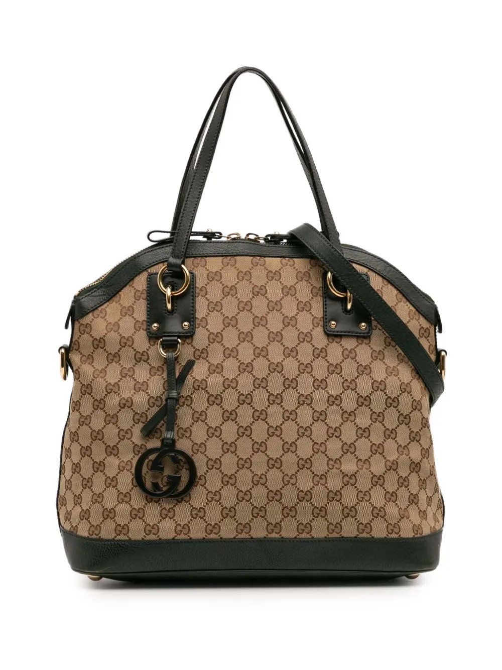Gucci Pre-Owned 2016-2025 ラージ GGキャンバス チャーム ドーム サッチェルバッグ - ブラウン Gucci Pre-Owned 2016-2025 ラージ GGキャンバス チャーム ドーム サッチェルバッグ - ブラウン