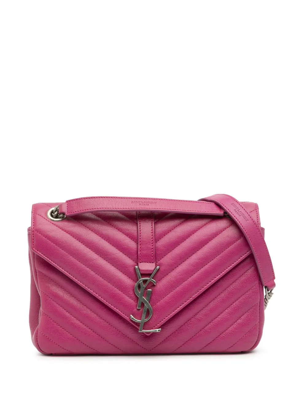Saint Laurent Pre-Owned 2015 Medium Chevron Sheepskin Monogram Chain Bag shoulder bag | Pink | Image 1