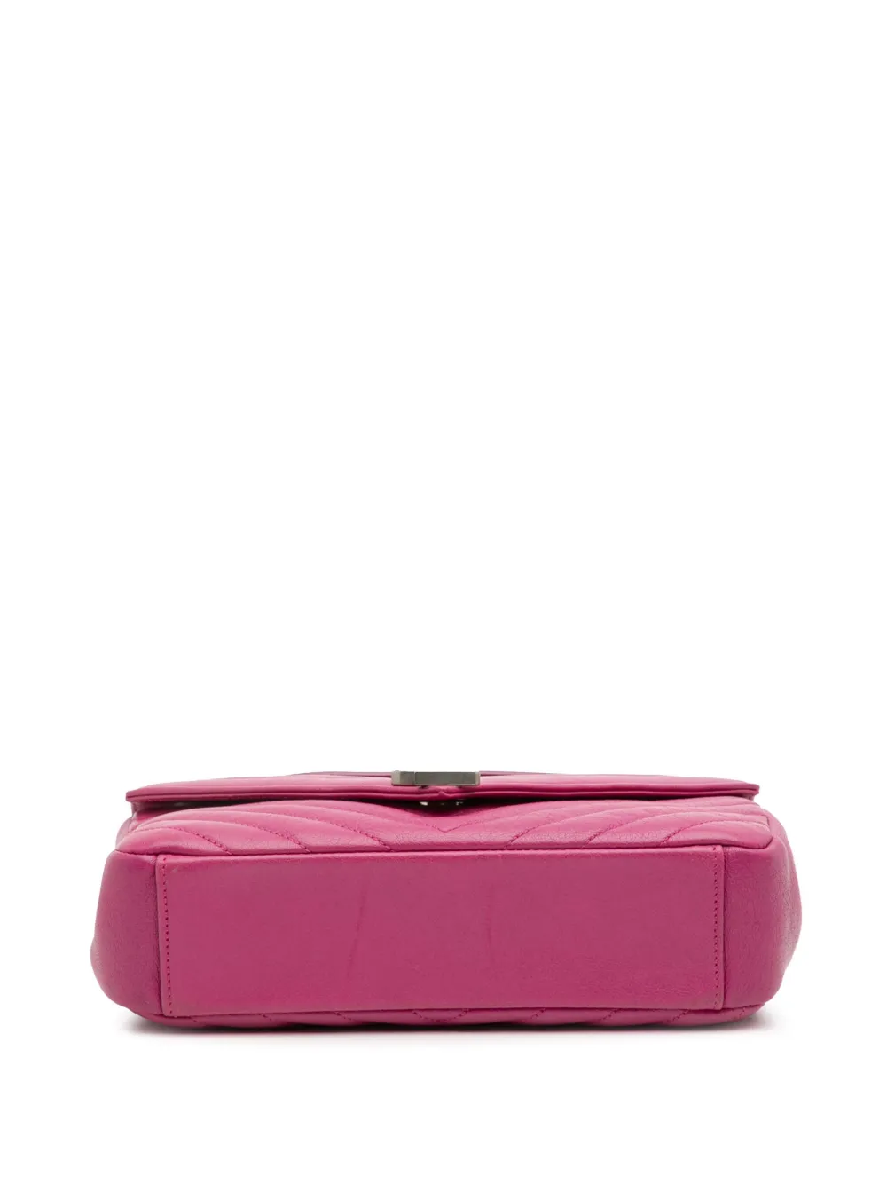 Pre-owned Saint Laurent 2015 Medium Chevron Sheepskin Monogram Chain Bag Shoulder Bag In Pink