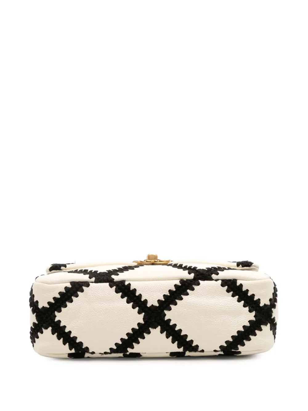 Pre-owned Chanel 2020 Medium Crochet Calfskin 19 Flap Satchel In White