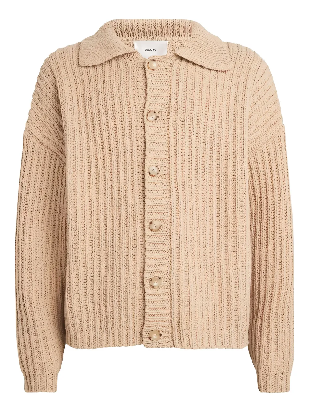 Commas Fisherman's-knit "beige" Cardigan In Brown