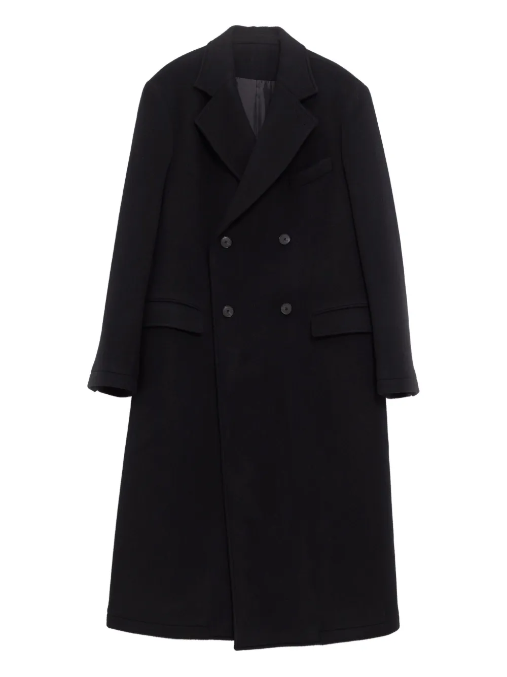 Mfpen Conference Double-breasted Coat In Black