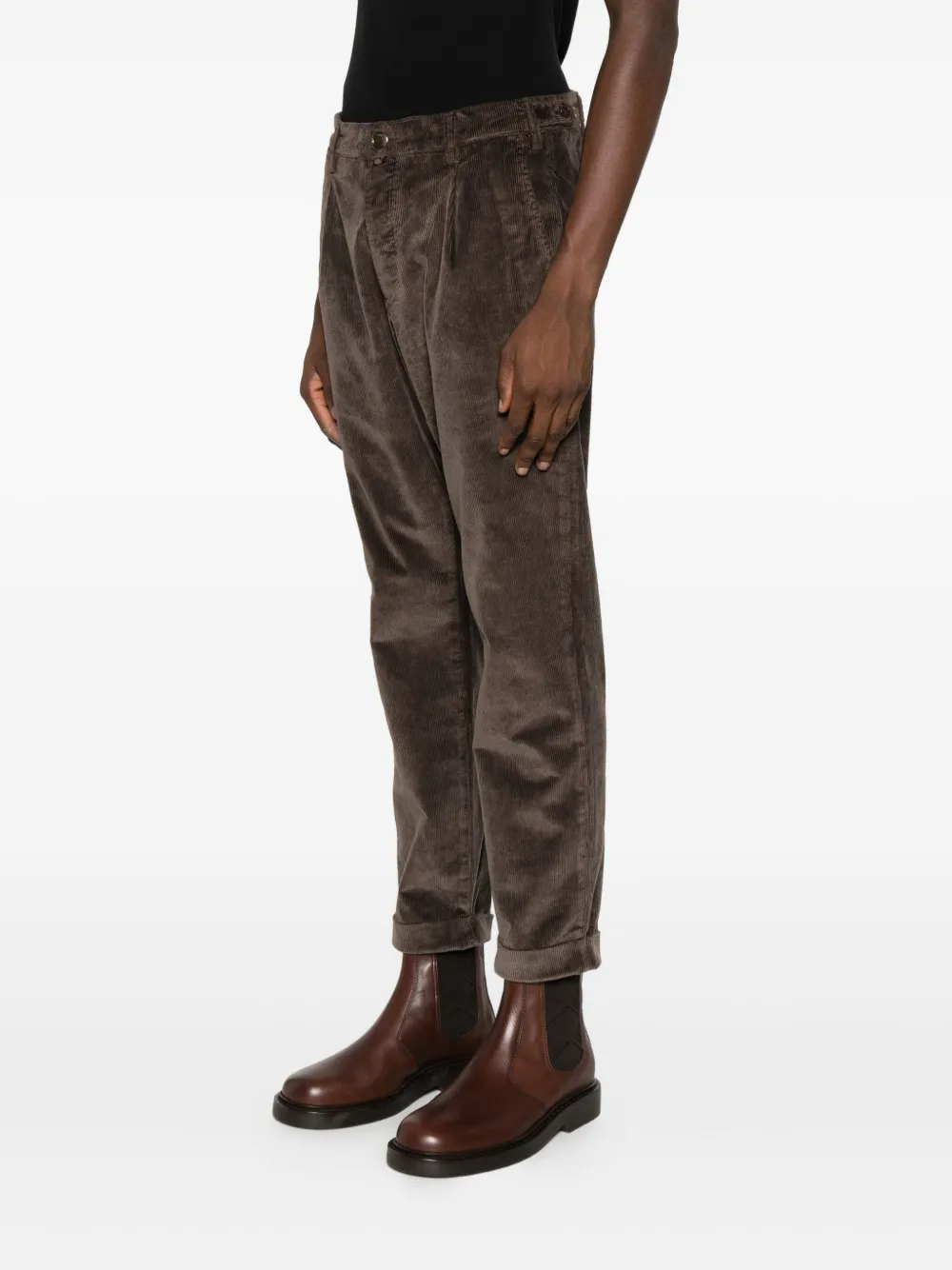 Jacob Cohen Corduroy Tapered Trousers In Brown