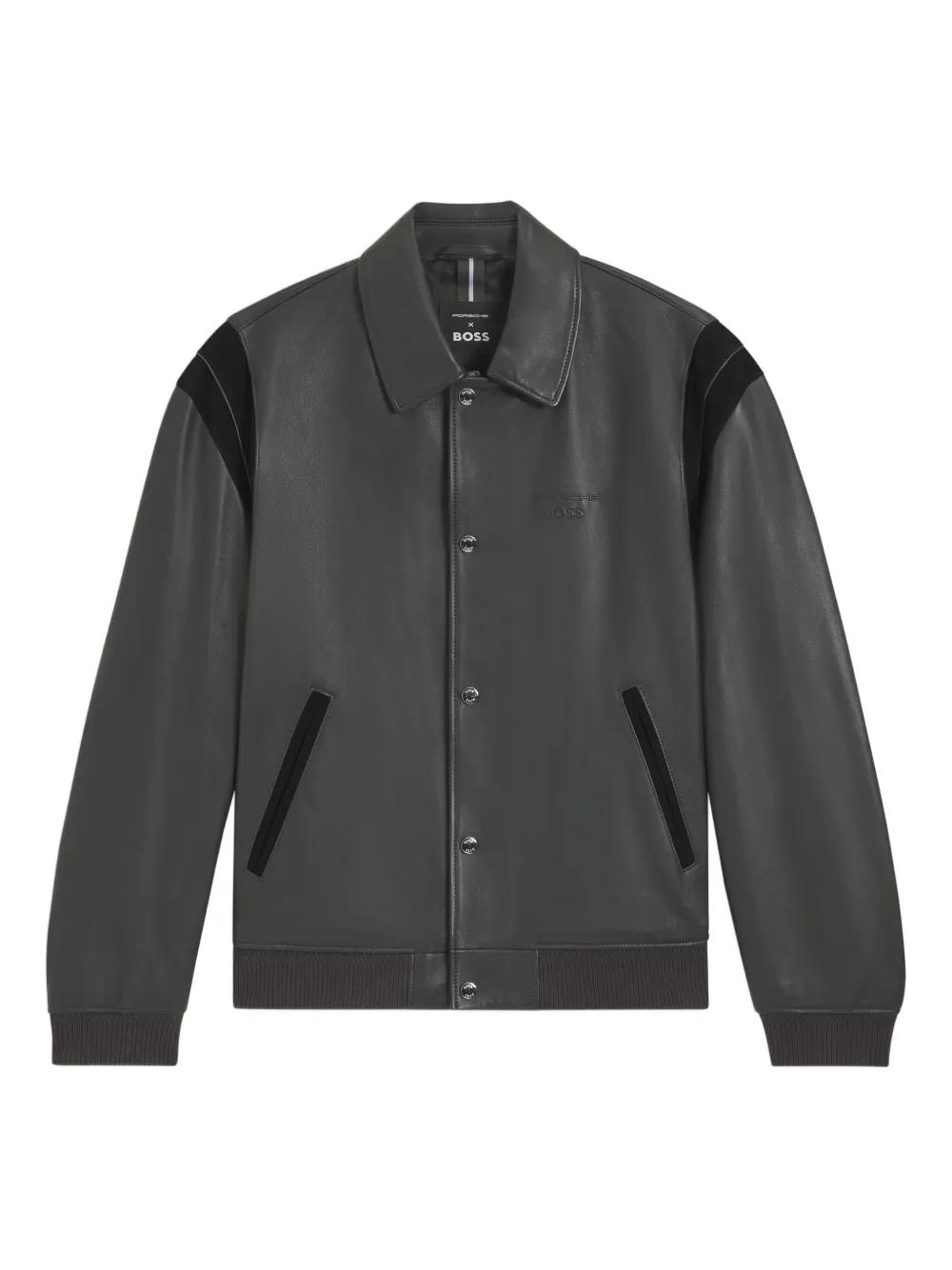 BOSS leather bomber jacket | Grey | Image 1