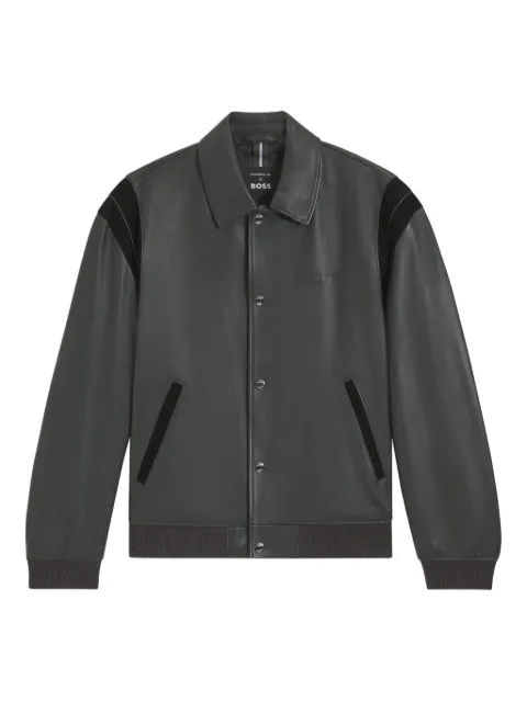 BOSS leather bomber jacket
